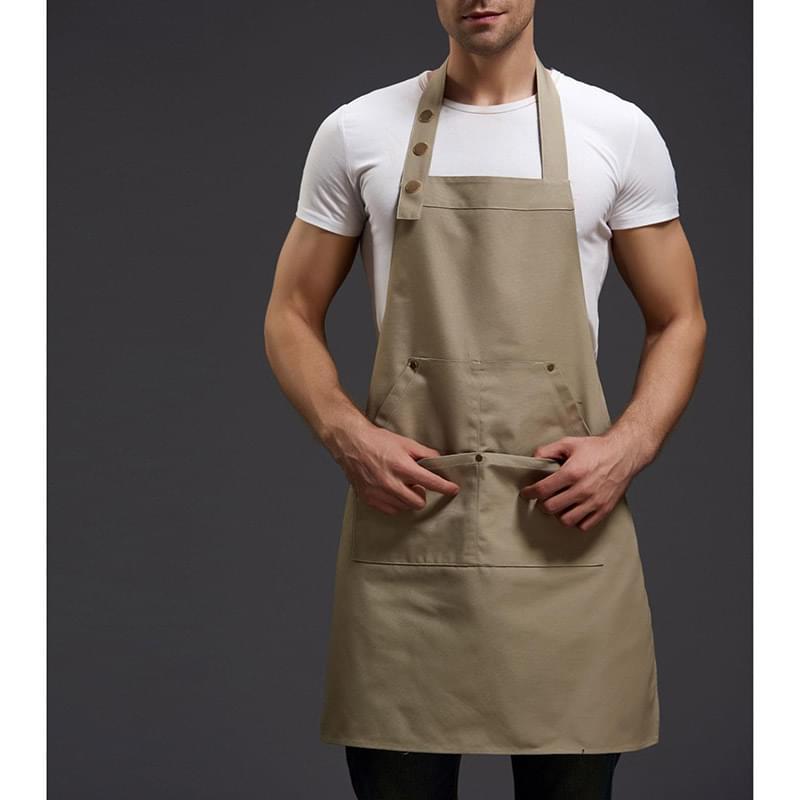 13 oz. Thick Canvas Kitchen Apron w/ Buttons & 2 front pockets