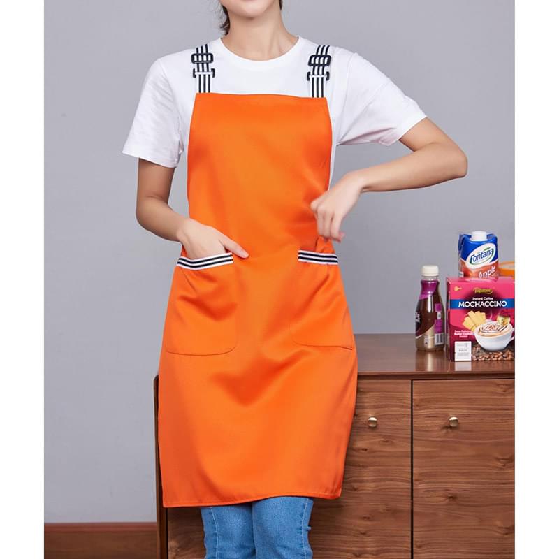 12 oz Woven knitted Kitchen Apron w/ 2 pocket, Striped Strap
