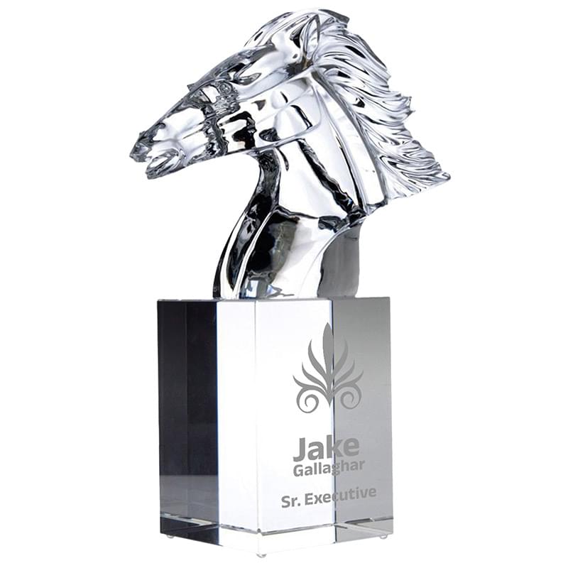Hand-Sculpted Horse Head Crystal Award