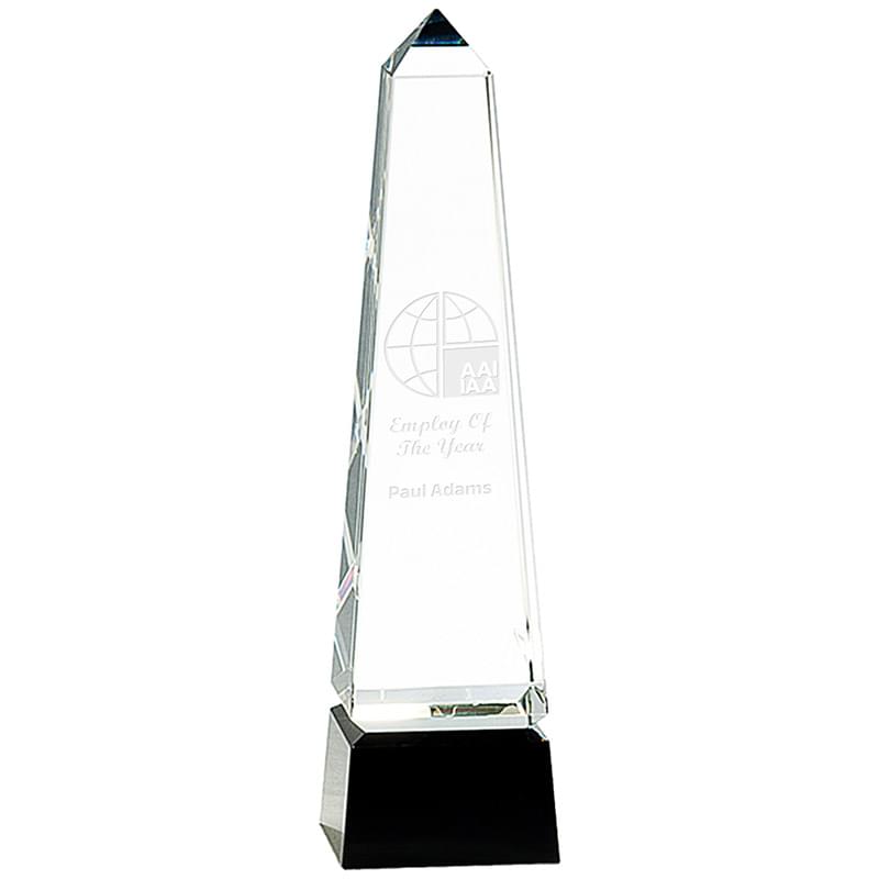Obelisk Crystal on Black Pedestal Base Award