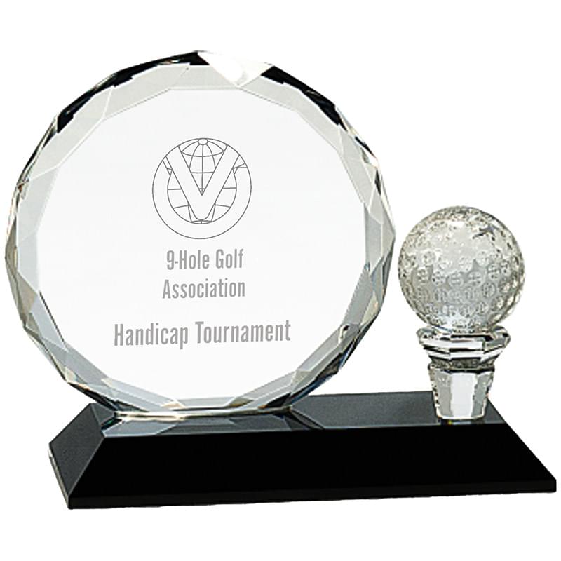 5.5" Facet Crystal Golf Ball Award on Black Pedestal