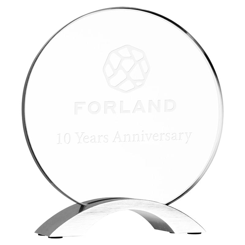 8.5" Round Cosmic Glass with Silver Base Award