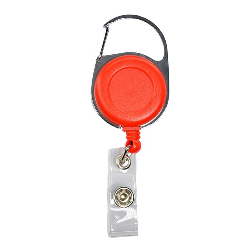 Retractable Carabineer Round Badge Reel w/ Belt Clip