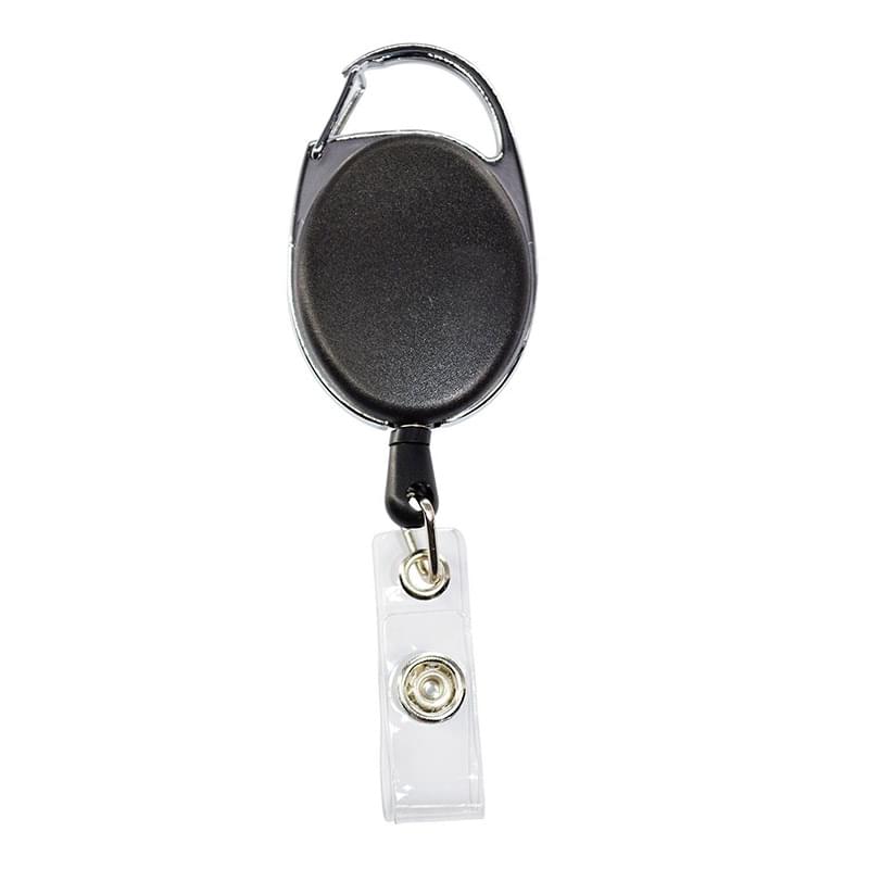Front Concave Surface Oval Carabiner Badge Reel w/ Belt Clip