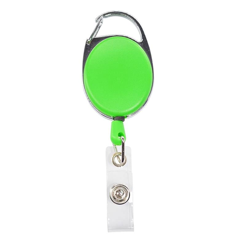 Front Concave Surface Oval Carabiner Badge Reel w/ Belt Clip