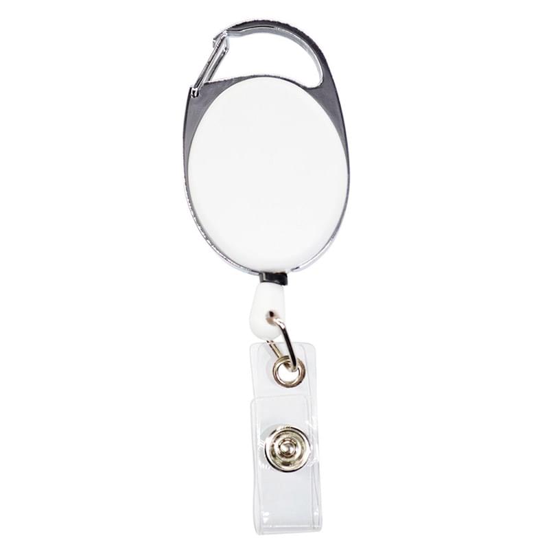 Front Concave Surface Oval Carabiner Badge Reel w/ Belt Clip