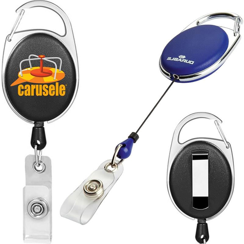 Oval Carabineer Retractable Badge Reel w/ Belt Clip