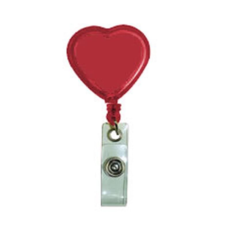 Heart Shaped Retractable Badge Reel w/ Belt Clip backing