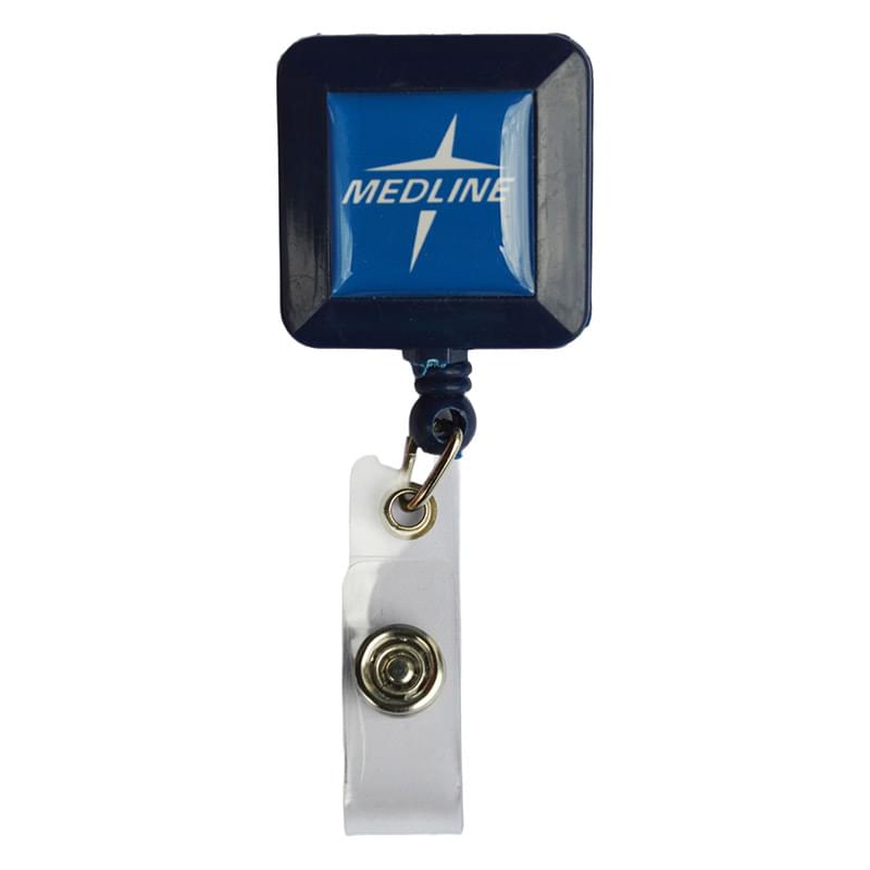 Square Retractable Badge Reel w/ Bulldog clip