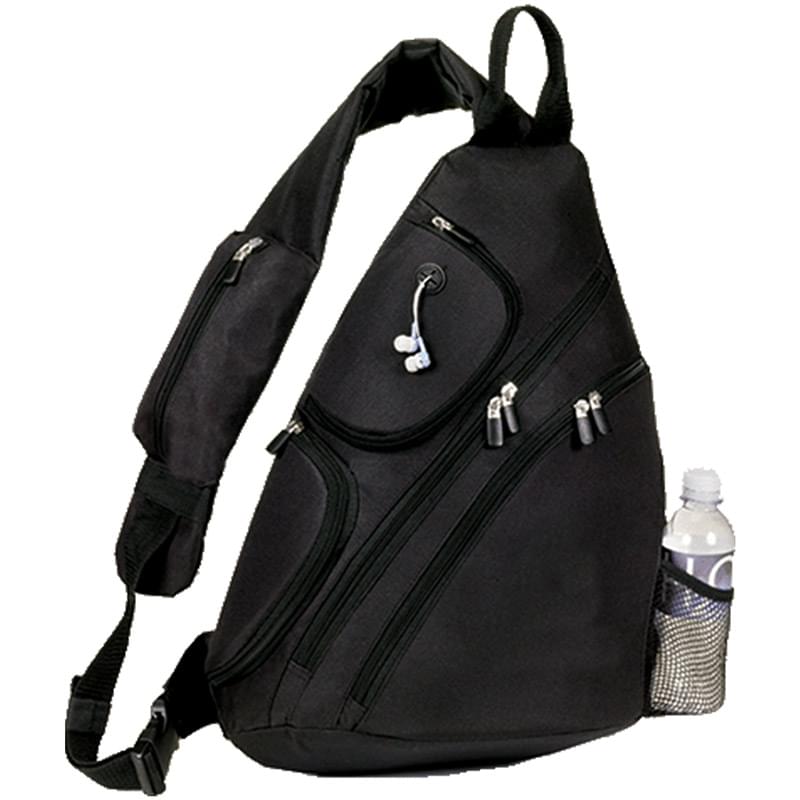 Premium Sporty Urban Sling Crossbody Backpack w/ Earphone Outlet (14"W x 18"H x 5"D)