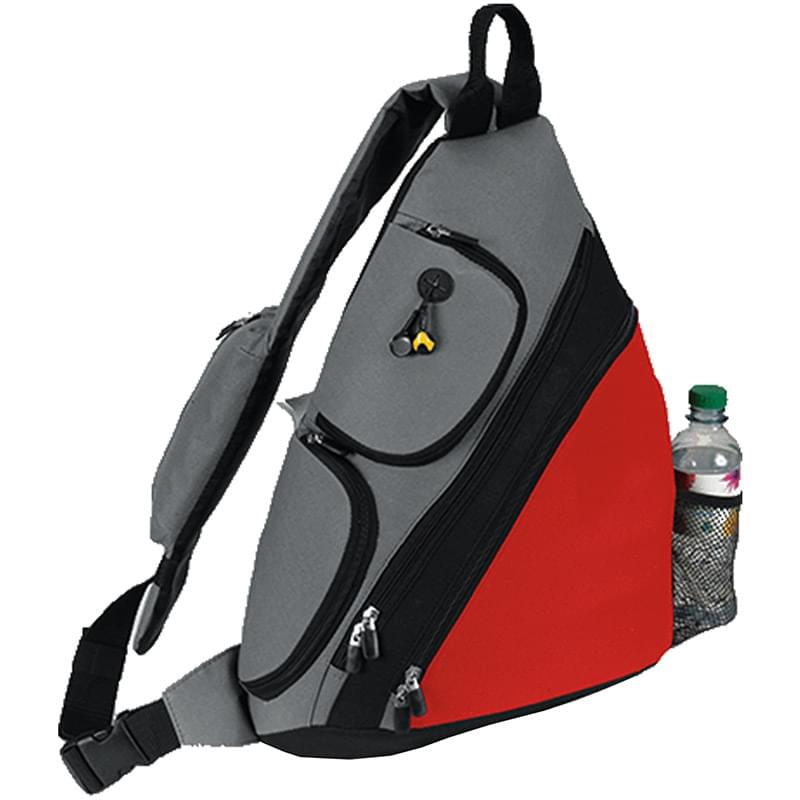 Premium Sporty Urban Sling Crossbody Backpack w/ Earphone Outlet (14"W x 18"H x 5"D)