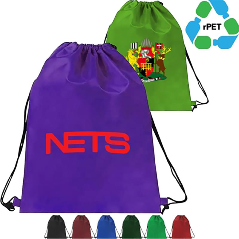Eco-friendly rPET Recycled 210D Polyester Drawstring Backpack (15"x18")