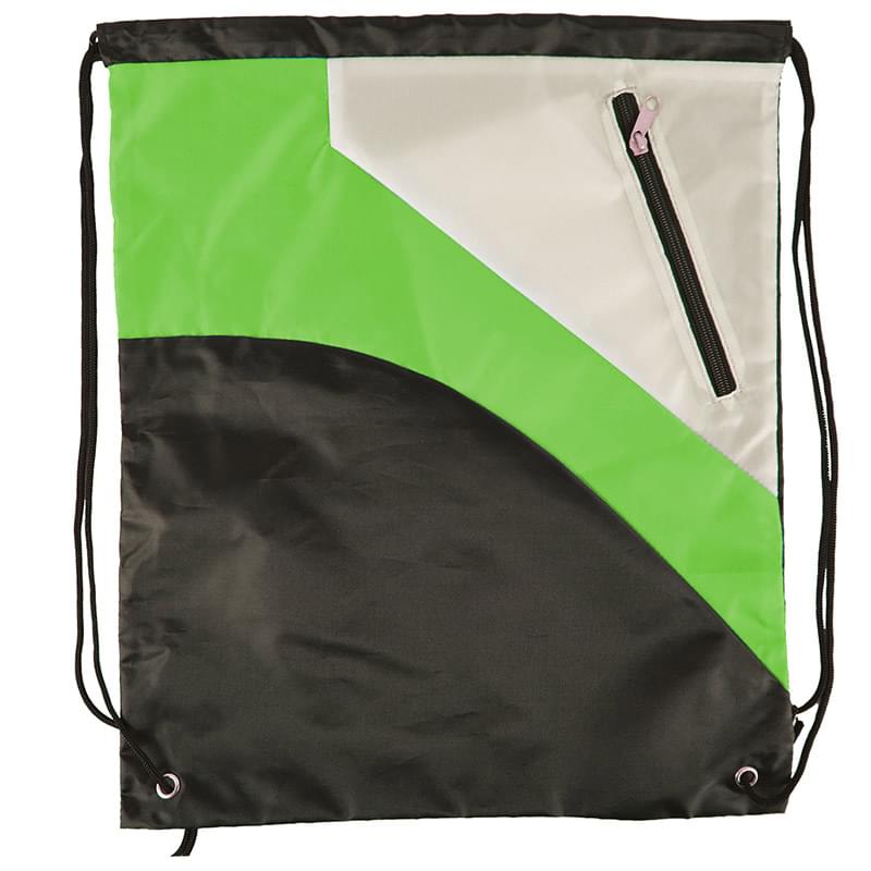 Tri Color Premium Drawstring Bag with Zipper Pocket