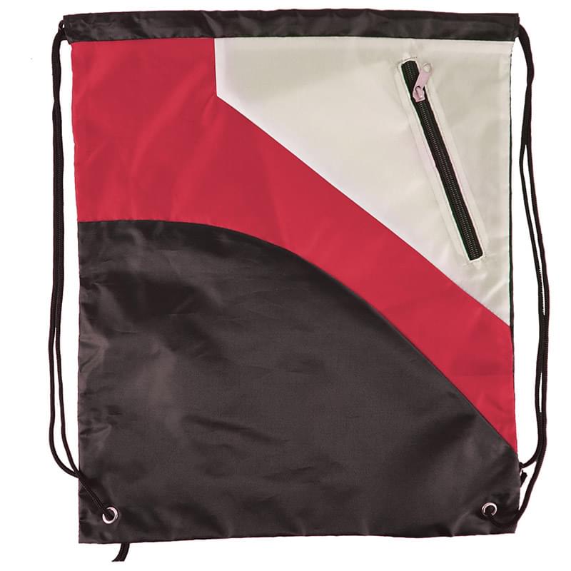 Tri Color Premium Drawstring Bag with Zipper Pocket