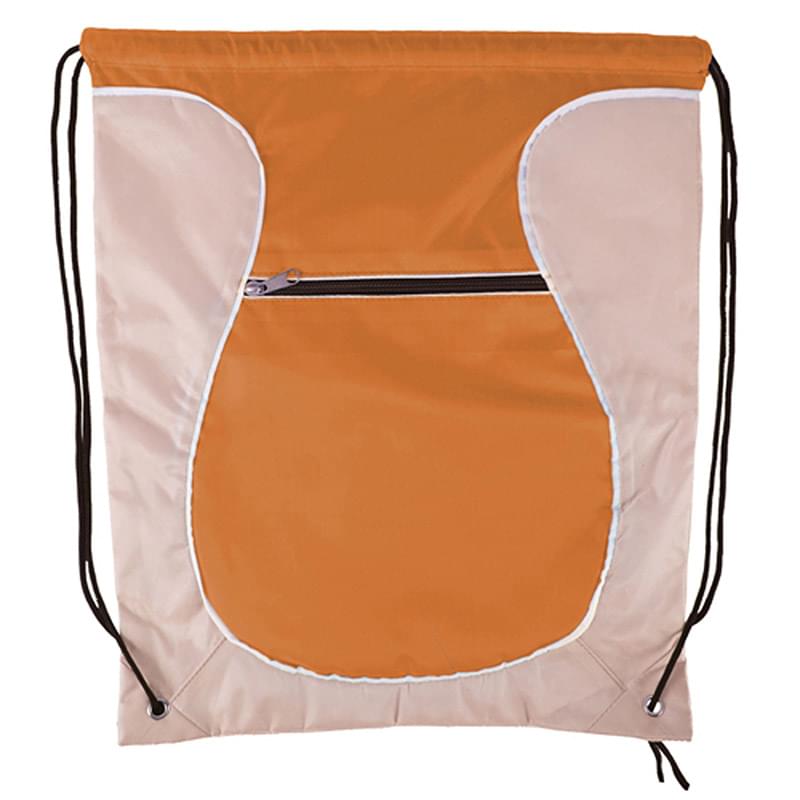 Dual Color Drawstring backpack with Front Zipper Pocket Bag