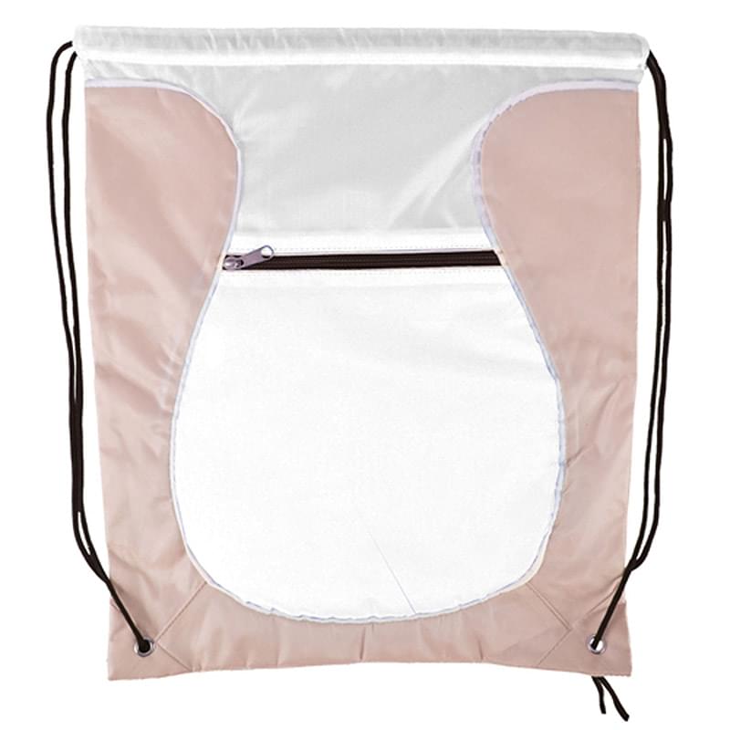 Dual Color Drawstring backpack with Front Zipper Pocket Bag
