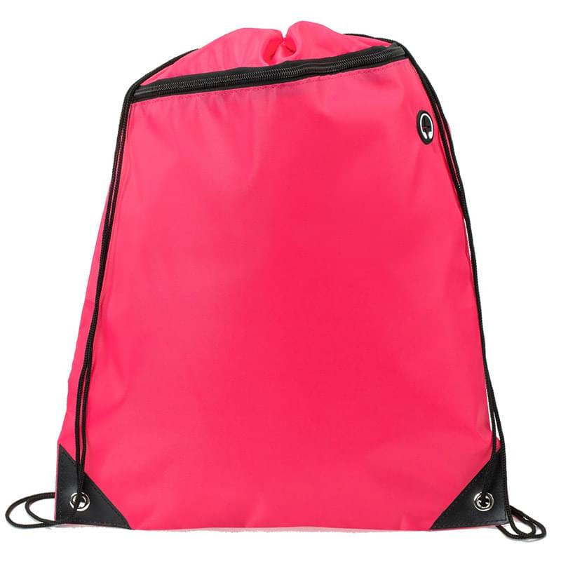 Two Tone Zipper Bag w/ Earphone Outlet Drawstring Backpack