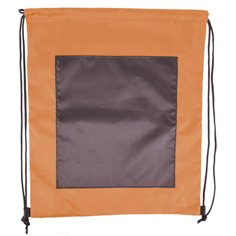 Large Front Pocket Dual Color Drawstring Backpack