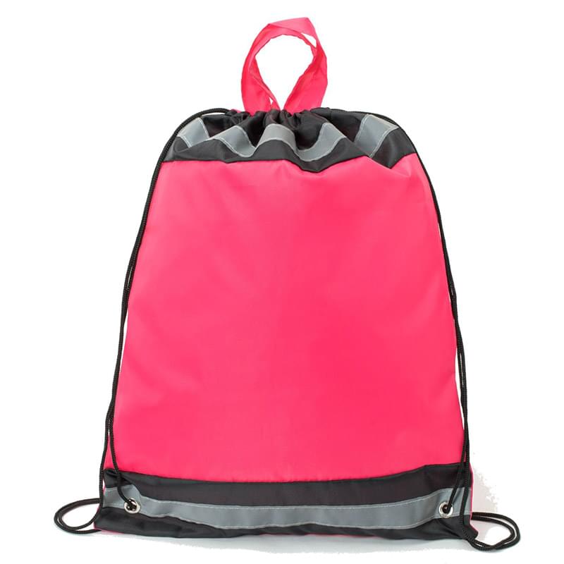 Tri Color Bag Reflective Stripes Drawstring Backpack