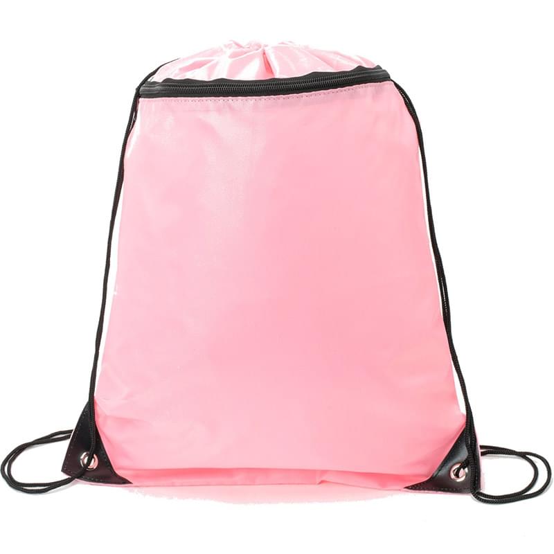 Premium Front Zipper Drawstring Backpack w/ Grommet Hook Bag