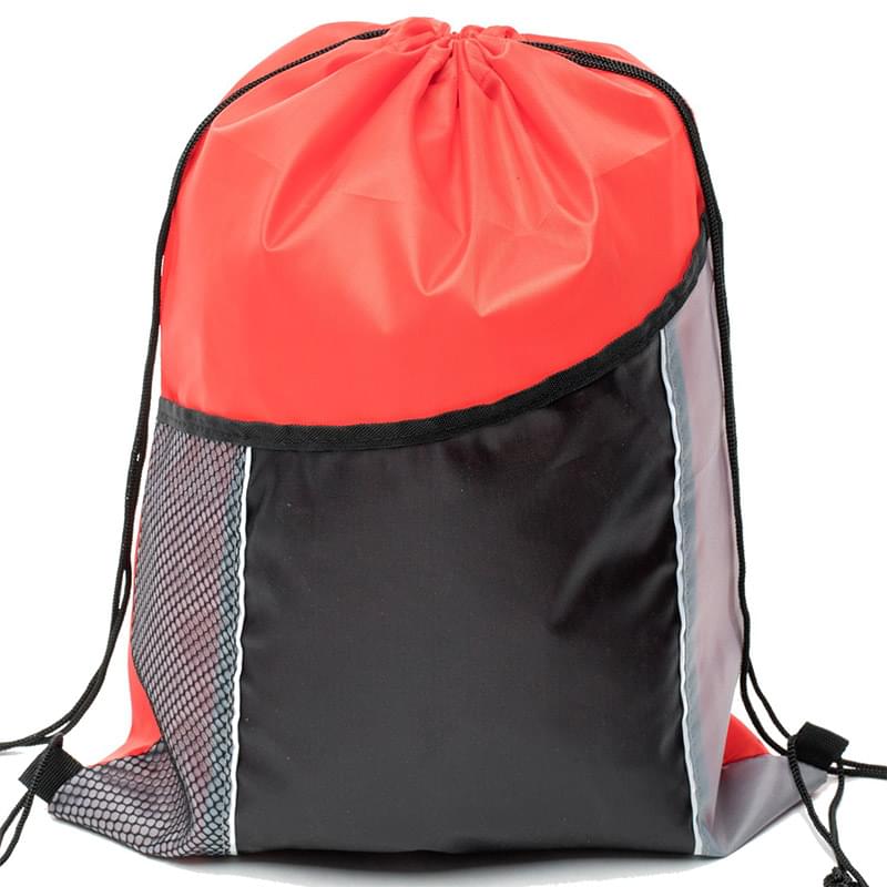 Premium Tri Color Drawstring Backpack Side Mesh Pocket Bag