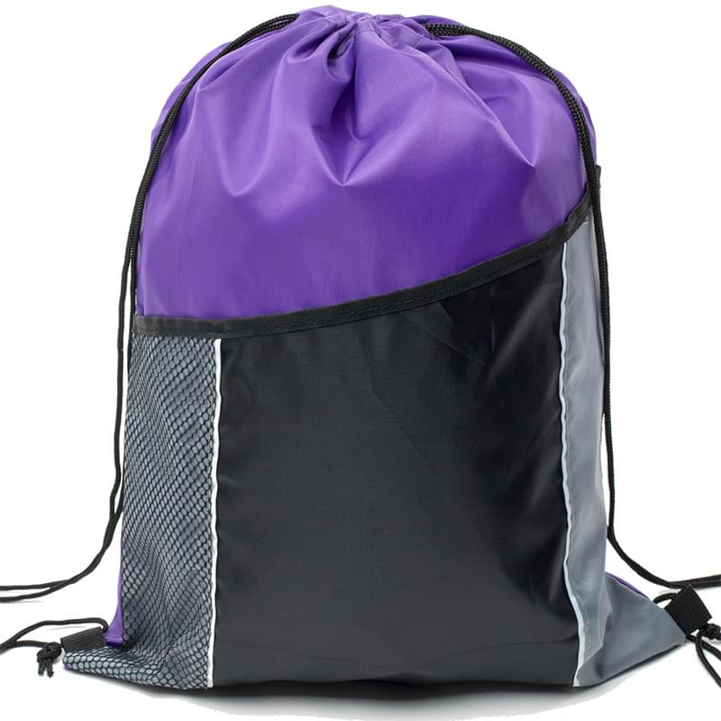 Premium Tri Color Drawstring Backpack Side Mesh Pocket Bag