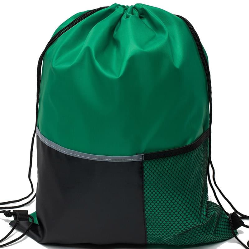 Drawstring Backpack Tri Color w/ Slip & Side Mesh Pocket Bag