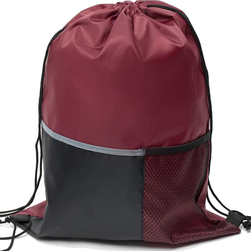 Drawstring Backpack Tri Color w/ Slip & Side Mesh Pocket Bag