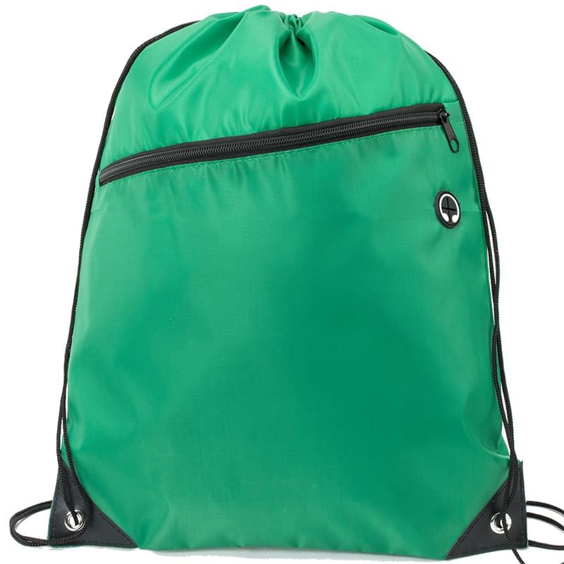 Premium Front Zipper Pocket w/ Earphone Outlet Drawstring Backpack