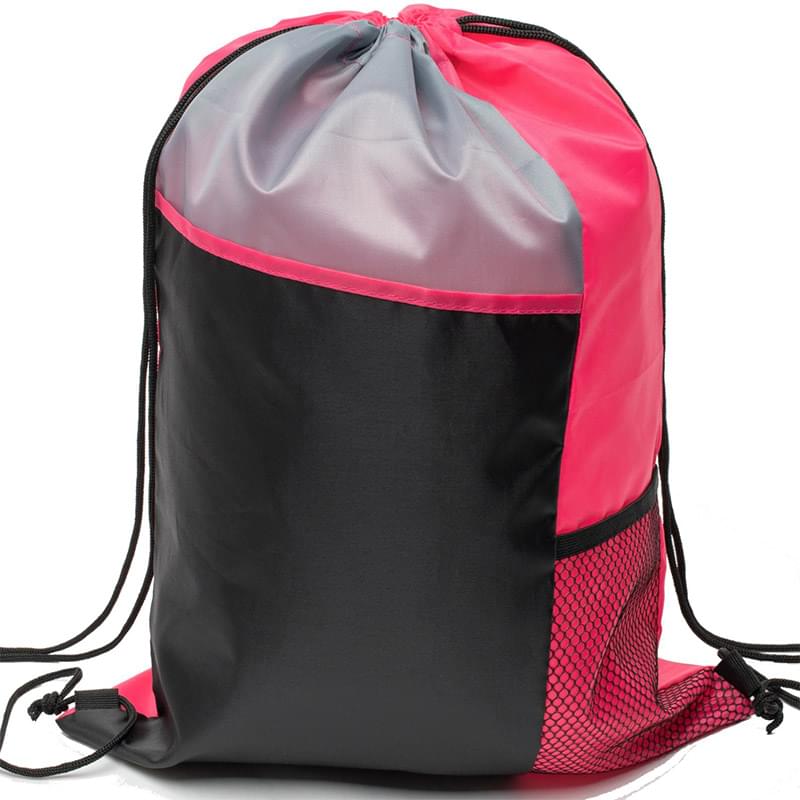 Tri Color Side Mesh Bag Bottle Holder Drawstring Backpack