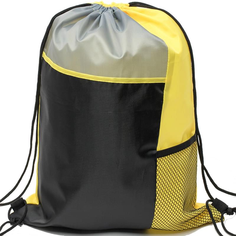 Tri Color Side Mesh Bag Bottle Holder Drawstring Backpack