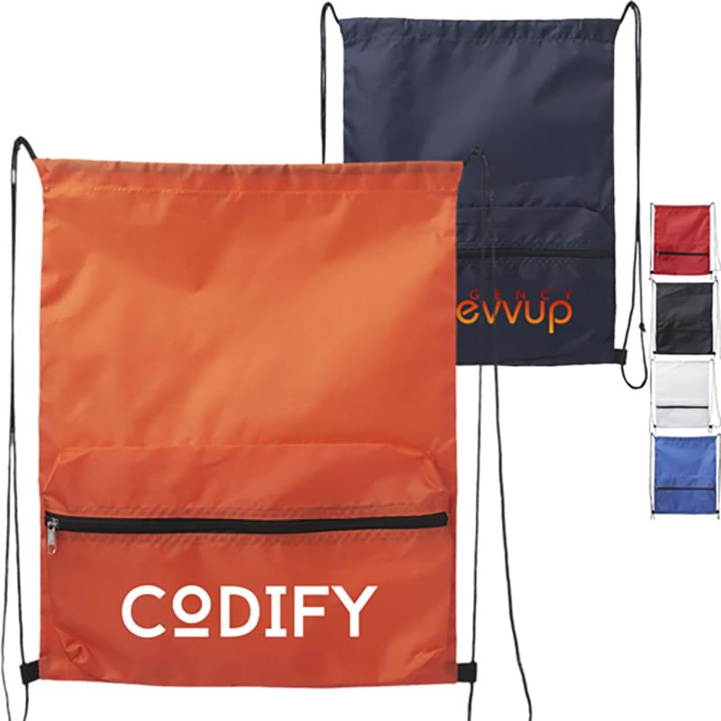 Drawstring with Front Large Zipper Pocket (14.56" x 18.11")