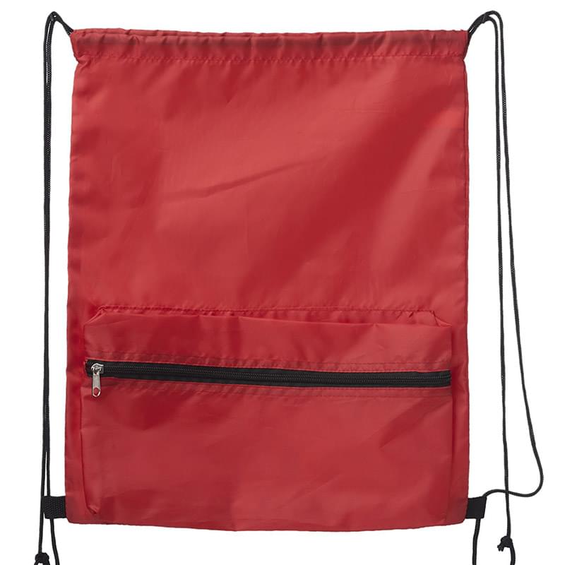 Drawstring with Front Large Zipper Pocket (14.56" x 18.11")
