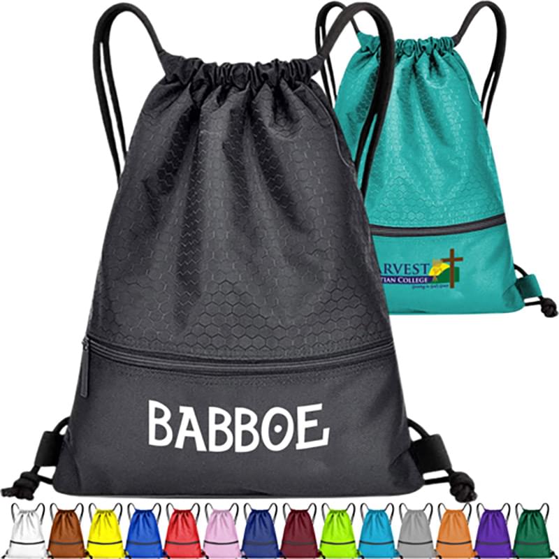 Football Shape Fabric Large Drawstring w/ Zipper