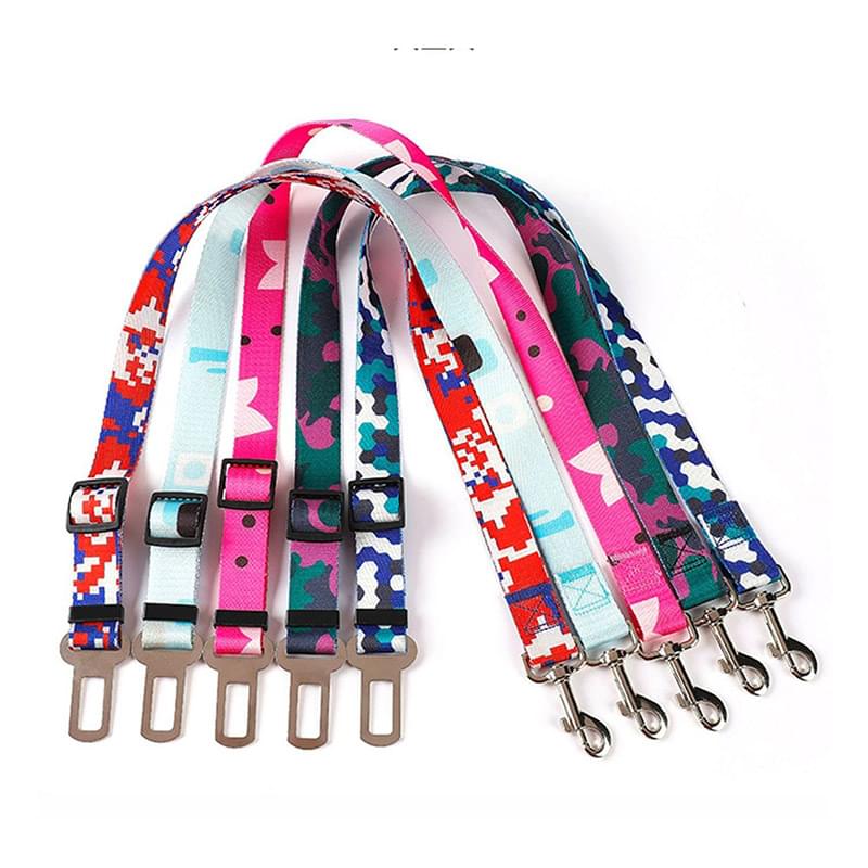 1"W x 24"L Adjustable Pet Safety Sublimation Polyester Seatbelt Leash