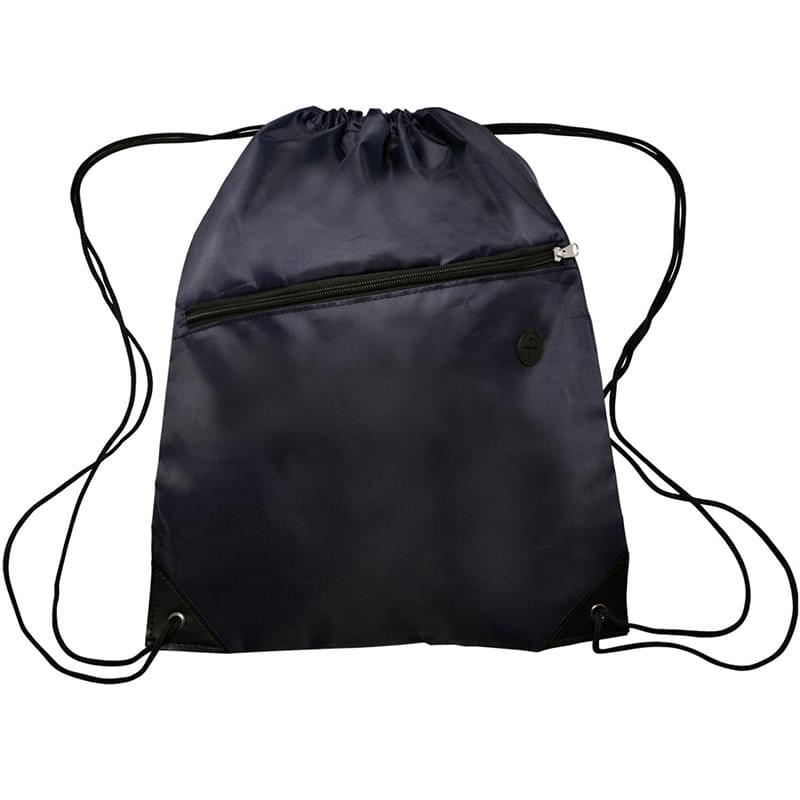 Drawstring Sports Bag with Front Zipper Pocket & Earphone Slot