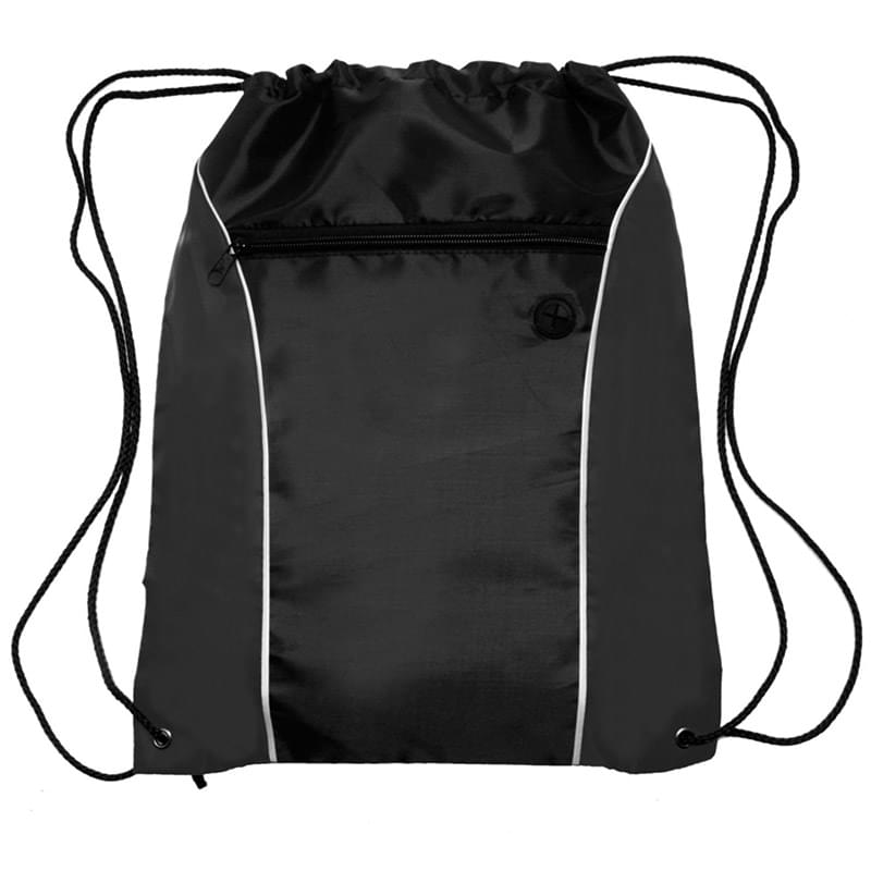 Two Tone Front Pocket w/ Earphone Outlet Drawstring Backpacks