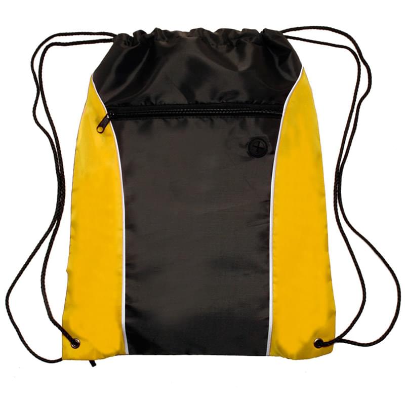 Two Tone Front Pocket w/ Earphone Outlet Drawstring Backpacks