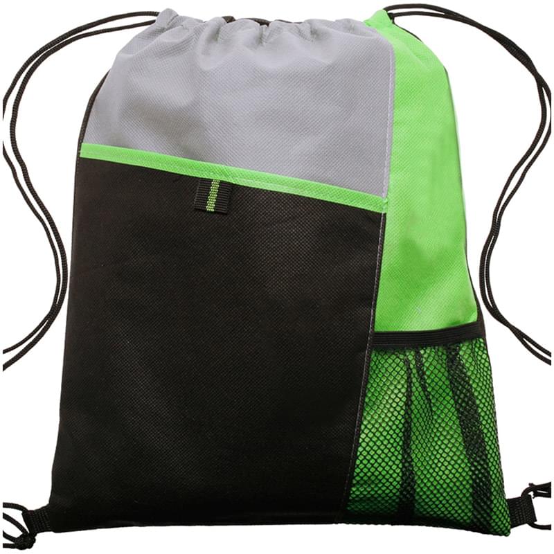 Tri Color Non-Woven Drawstring Backpack Mesh Bottle Bags