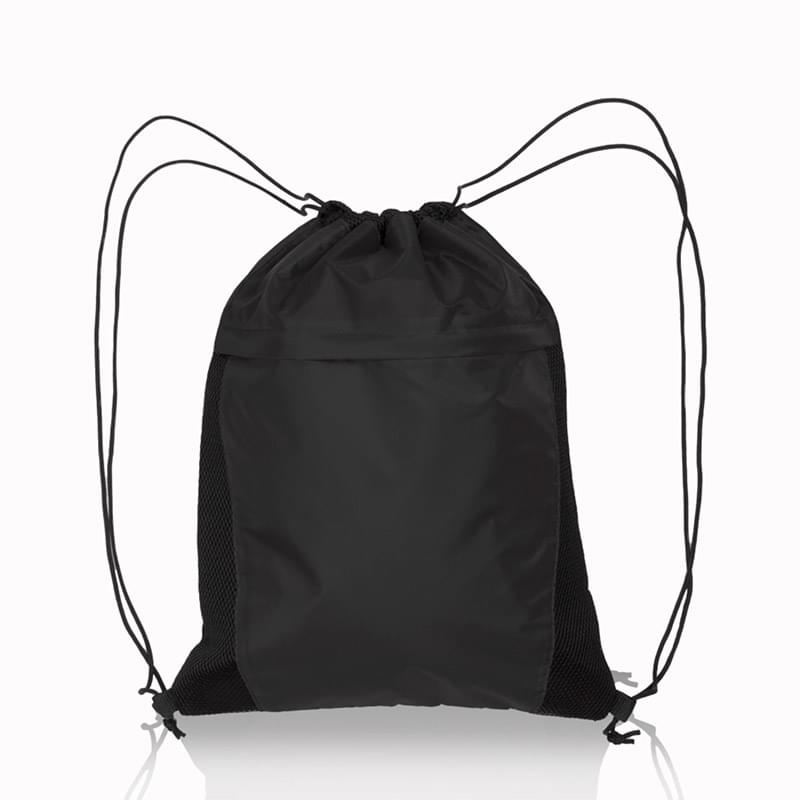 Two Color Drawstring Side Mesh Accents Backpacks