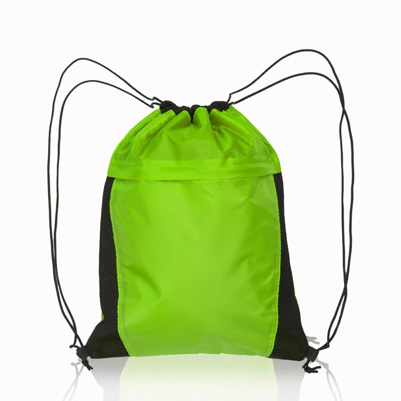 Two Color Drawstring Side Mesh Accents Backpacks