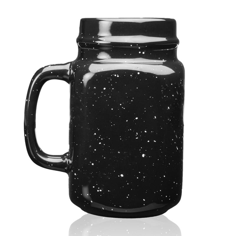 16 oz. Glossy Speckled Ceramic Mason Jar Coffee Mugs