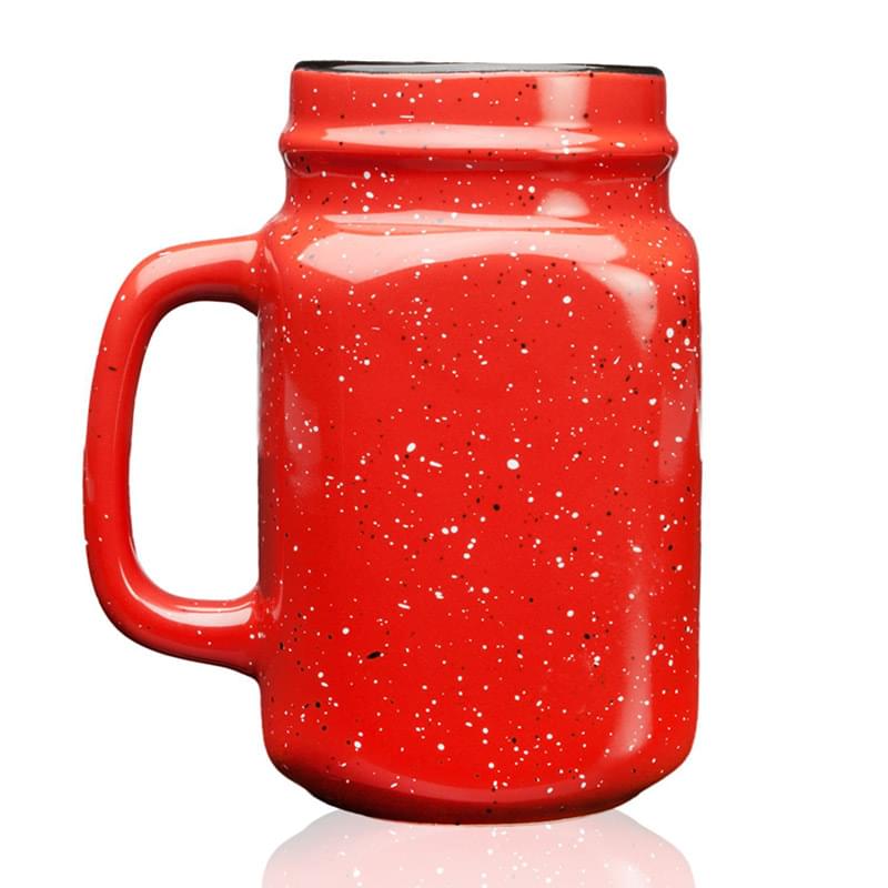 16 oz. Glossy Speckled Ceramic Mason Jar Coffee Mugs