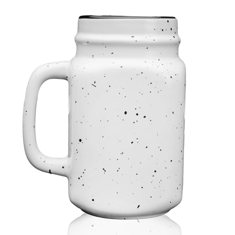 16 oz. Glossy Speckled Ceramic Mason Jar Coffee Mugs