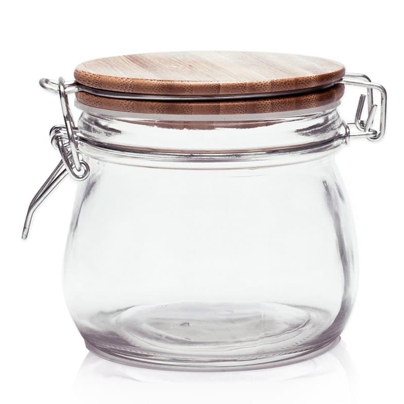 16 oz. Glass Candy Jars w/ Wire Wooden Lid