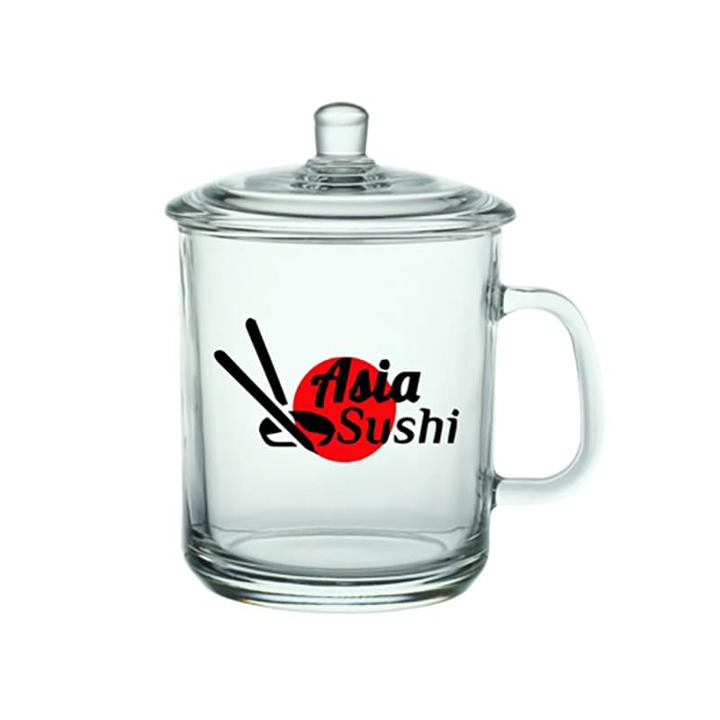 15 oz. Custom Glass Tea Cups w/ Lids