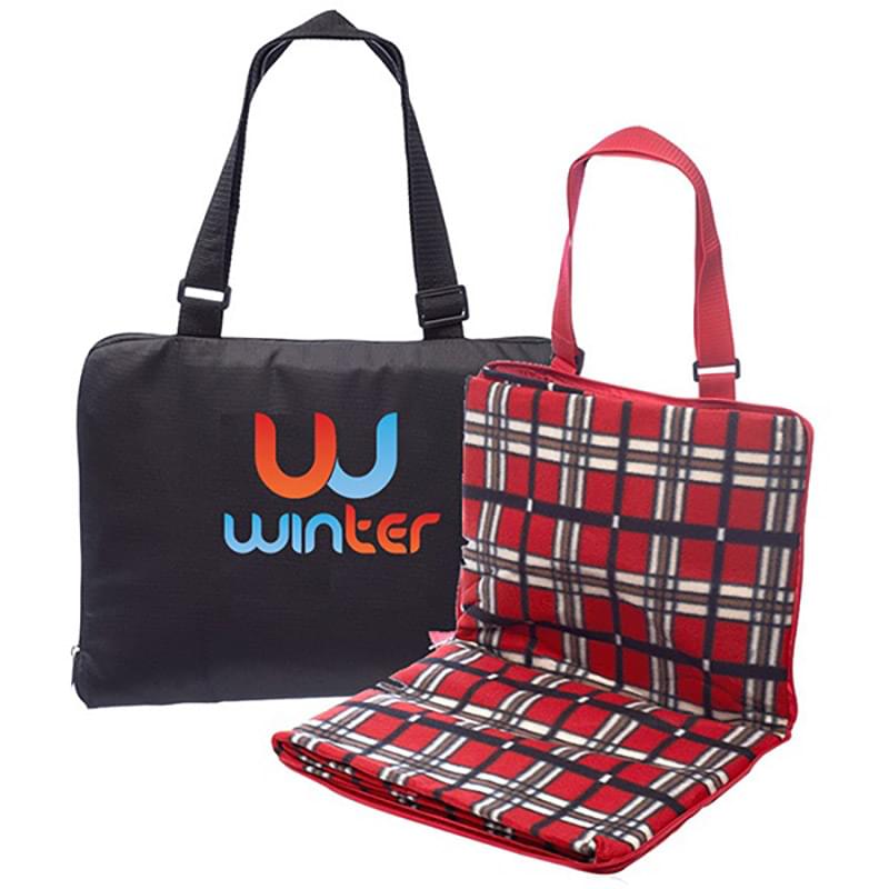 Fleece Picnic Blankets w/ Zipped tote bag 53"L x 47.25"W