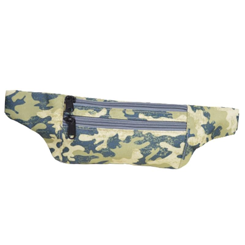 Camouflage Fanny Pack w/ 2 Zippers 13"W x 4"H Waist Bags