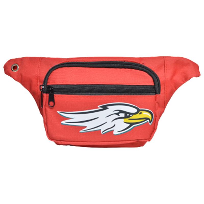 600D Polyester Fanny Pack w/ 3 Zippers 13.4"W X 6"H X 3.75"D