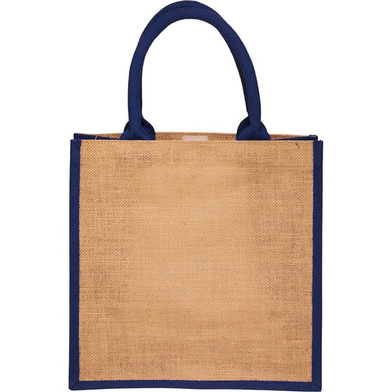 Laminated Jute Bags & Colored Sides and Handles W/ Gusset (12" x 12" x 7")